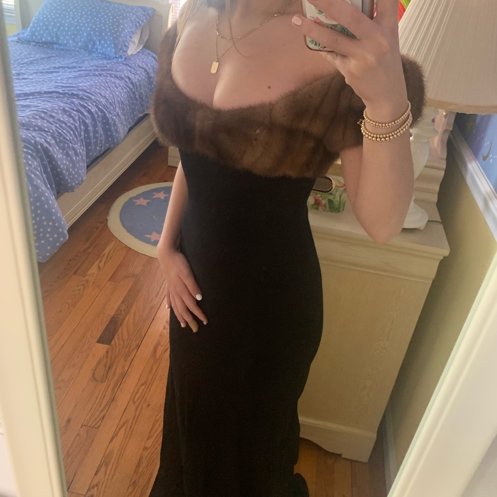Fur lined black Isaac Mizrahi Gown